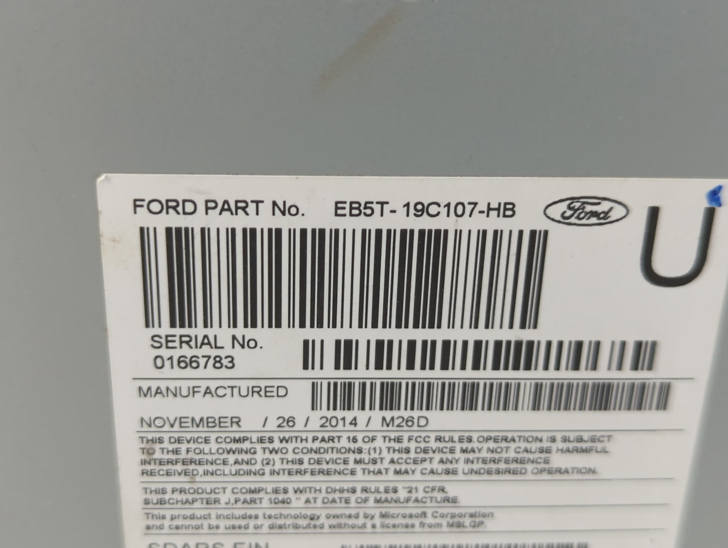 2015 Ford Explorer Radio AM FM Cd Player Receiver Replacement P/N:EB5T-19C107-HB Fits OEM Used Auto Parts - Oemusedautoparts