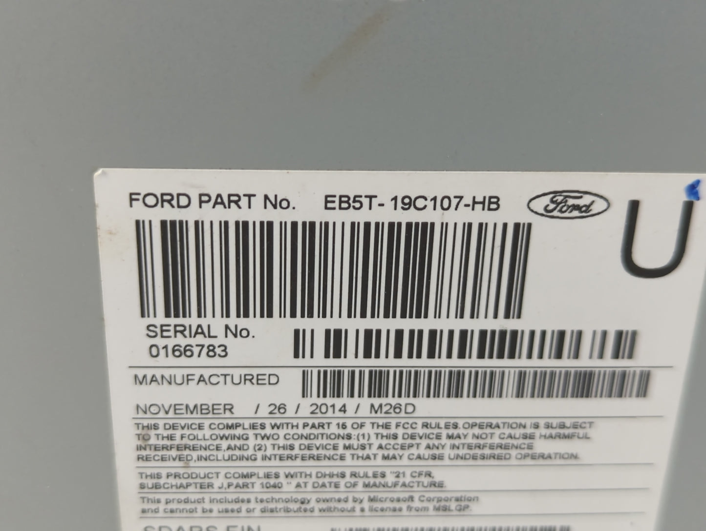 2015 Ford Explorer Radio AM FM Cd Player Receiver Replacement P/N:EB5T-19C107-HB Fits OEM Used Auto Parts - Oemusedautoparts