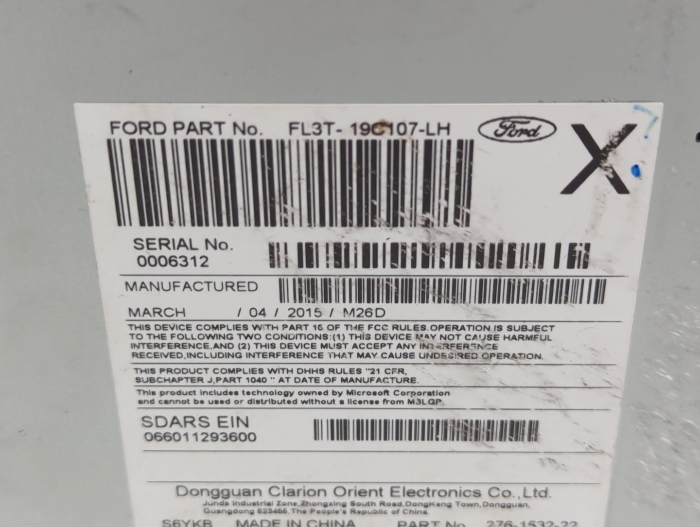 2015-2016 Ford F-150 Radio AM FM Cd Player Receiver Replacement P/N:FL3T-19C107-LH Fits Fits 2015 2016 OEM Used Auto Parts -