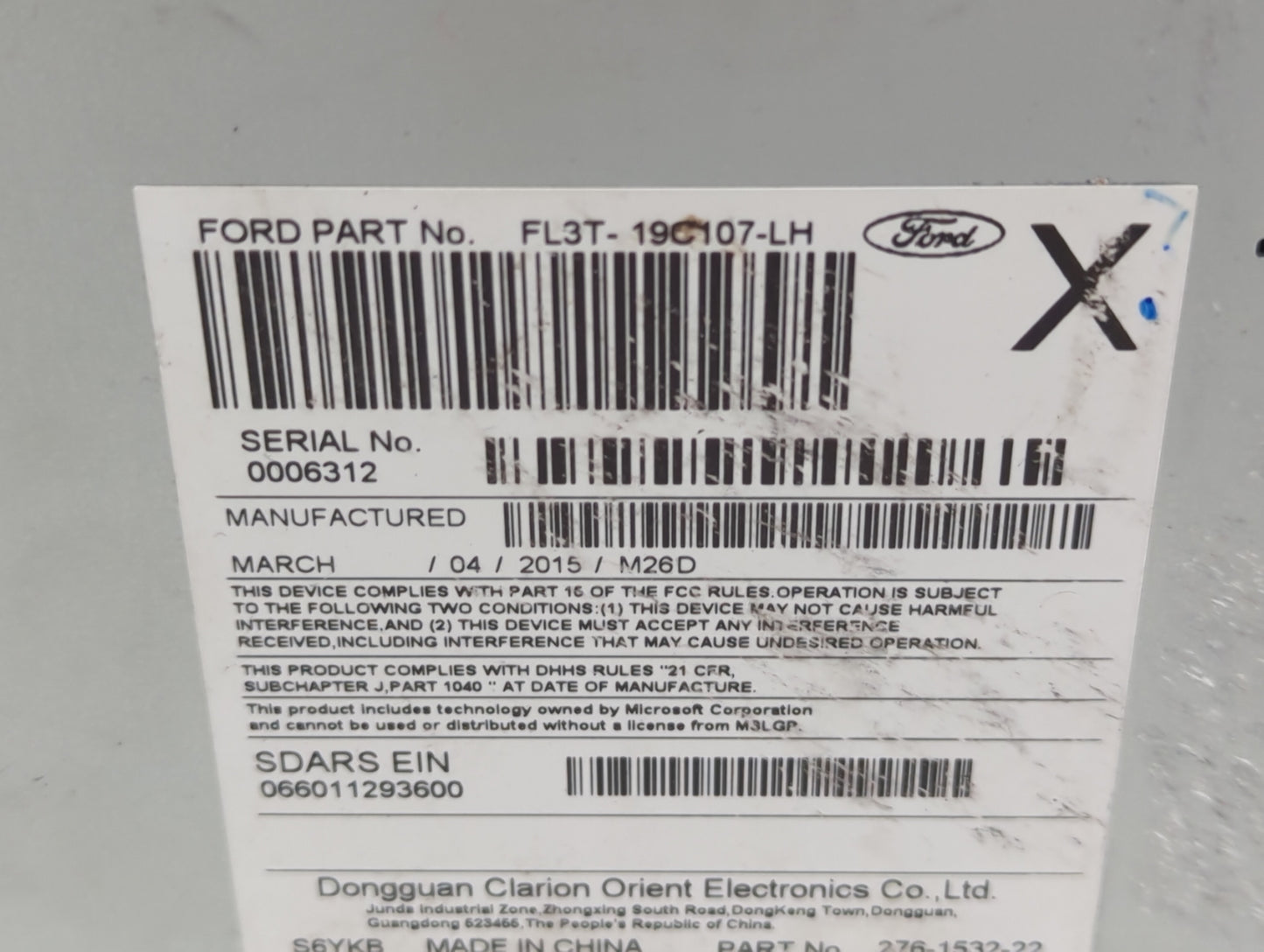 2015-2016 Ford F-150 Radio AM FM Cd Player Receiver Replacement P/N:FL3T-19C107-LH Fits Fits 2015 2016 OEM Used Auto Parts -