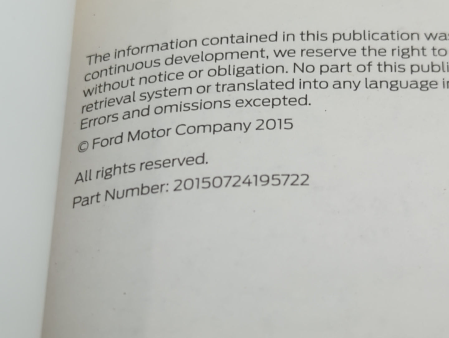 2015 Ford F-150 Owners Manual Book Guide P/N:20150724195722 PMFL3J19A321AA OEM Used Auto Parts - Oemusedautoparts1.com