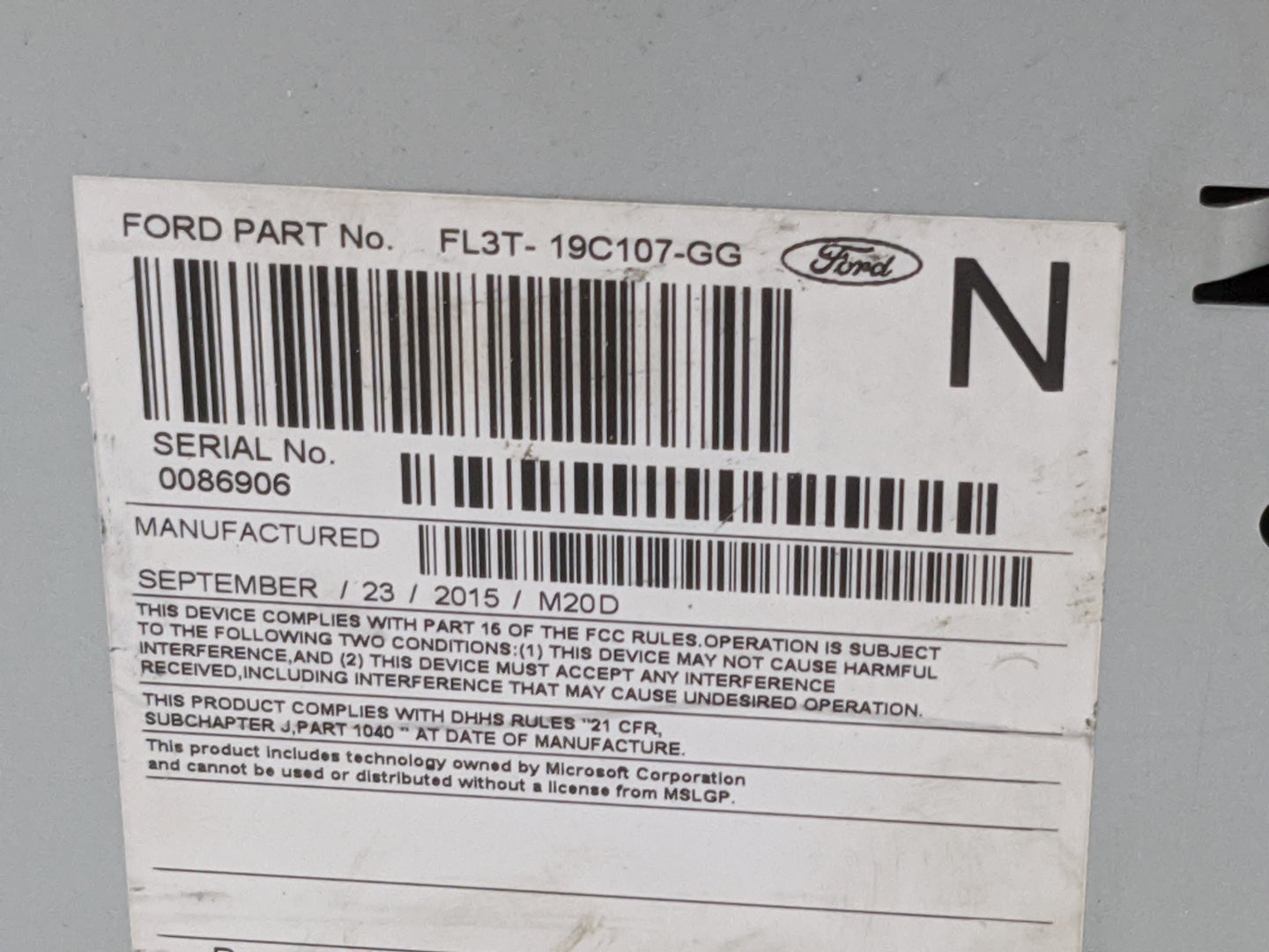 2015-2016 Ford F-150 Radio AM FM Cd Player Receiver Replacement P/N:PU-3609P-B FL3T-19C107-GG, 276-1532-19 Fits Fits 2015 20