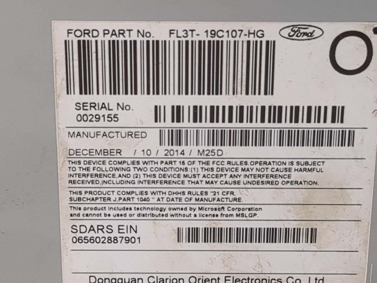 2015 Ford F150 Radio AM FM Cd Player Receiver Replacement P/N:PU-3640P-B FL3T-19C107-HG, S6YKB Fits Fits 2016 OEM Used Auto 