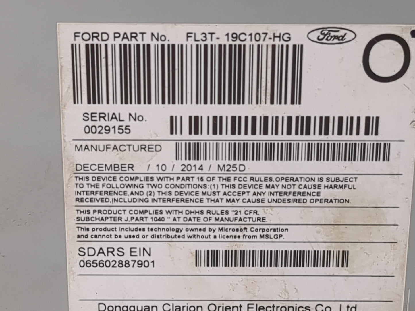 2015 Ford F150 Radio AM FM Cd Player Receiver Replacement P/N:PU-3640P-B FL3T-19C107-HG, S6YKB Fits Fits 2016 OEM Used Auto 