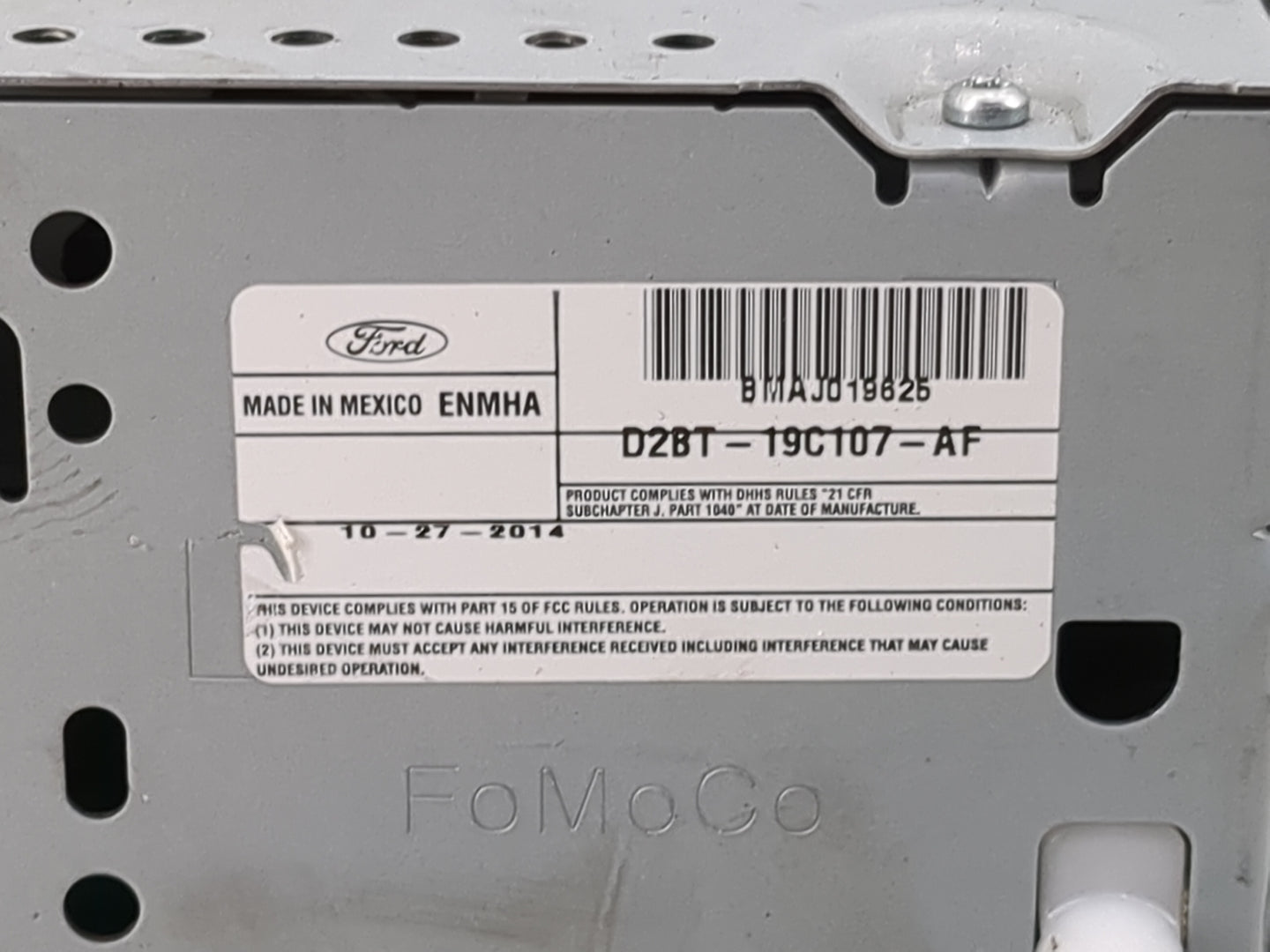 2015-2016 Ford Fiesta Radio AM FM Cd Player Receiver Replacement P/N:D2BT-19C107-AF Fits Fits 2015 2016 OEM Used Auto Parts 