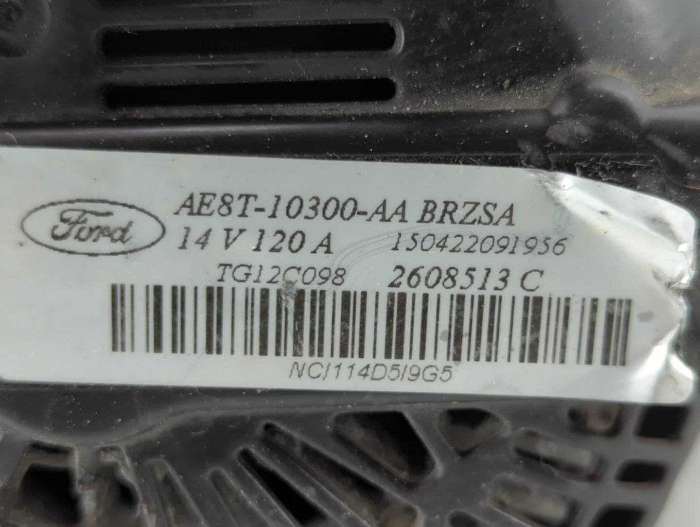 2011-2019 Ford Fiesta Alternator Replacement Generator Charging Assembly Engine OEM P/N:AE8T-10300-AA Fits OEM Used Auto Par