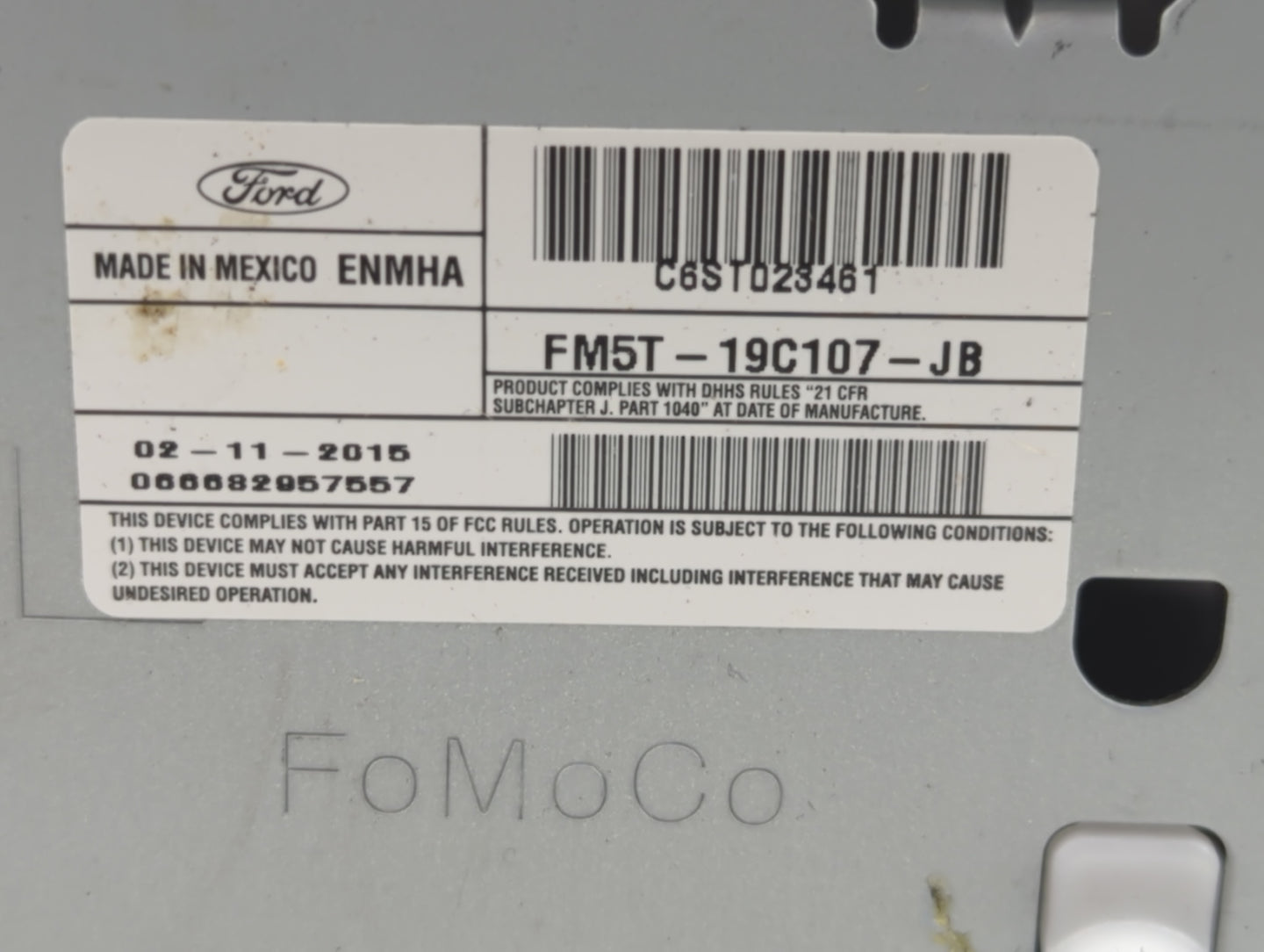 2015 Ford Focus Radio AM FM Cd Player Receiver Replacement P/N:FM5T-19C107-JB Fits OEM Used Auto Parts - Oemusedautoparts1.c
