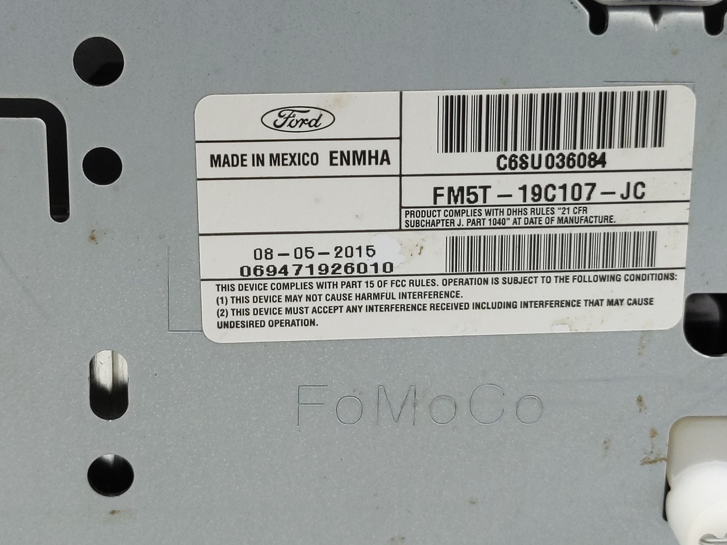 2015-2016 Ford Focus Radio AM FM Cd Player Receiver Replacement P/N:FM5T-19C107-JC Fits Fits 2015 2016 OEM Used Auto Parts -