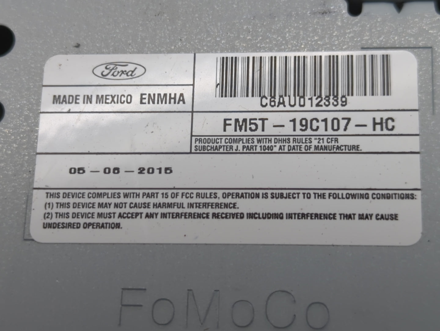 2015-2016 Ford Focus Radio AM FM Cd Player Receiver Replacement P/N:FM5T-19C107-HC Fits Fits 2015 2016 OEM Used Auto Parts -