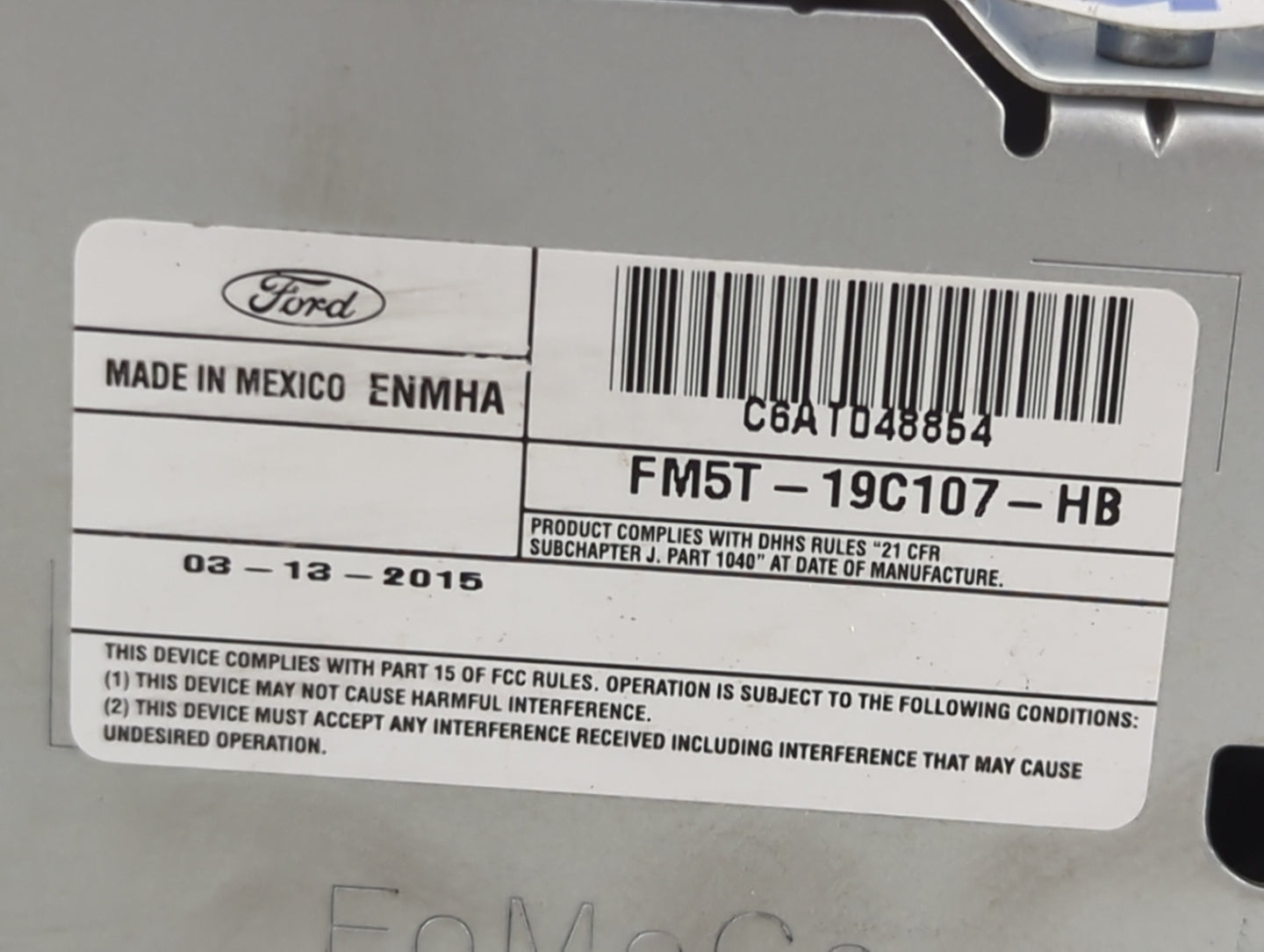 2015-2016 Ford Focus Radio AM FM Cd Player Receiver Replacement P/N:FM5T-19C107-HB C6AT048854 Fits Fits 2015 2016 OEM Used A