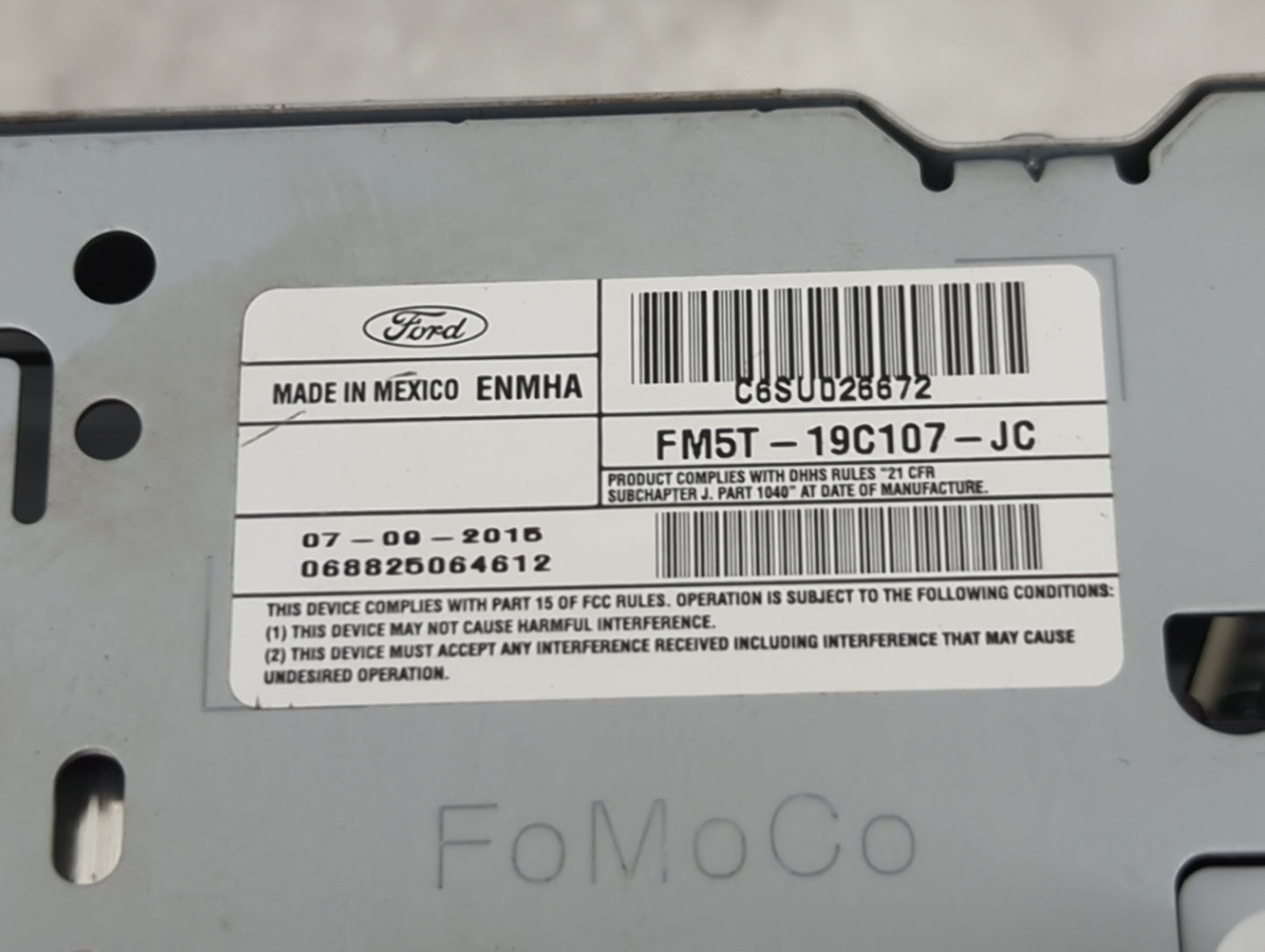 2015 Ford Focus Radio AM FM Cd Player Receiver Replacement P/N:FM5T-19C107-JC Fits OEM Used Auto Parts - Oemusedautoparts1.c