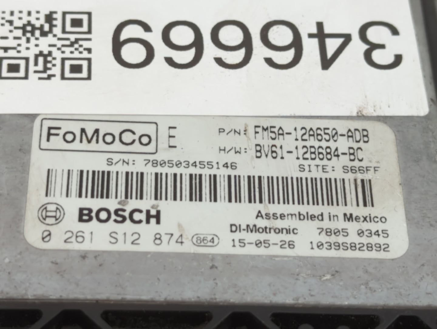 2014-2016 Ford Focus PCM Engine Control Computer ECU ECM PCU OEM P/N:FM5A-12A650-ADB BV61-12B684-BC Fits Fits 2014 2015 2016