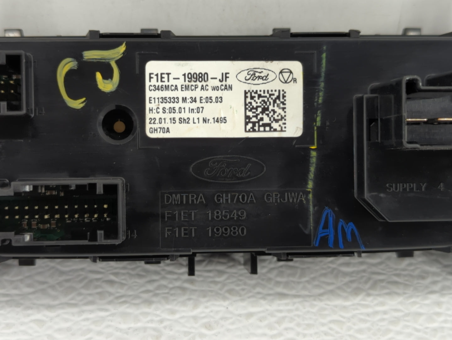 2015-2018 Ford Focus Climate Control Module Temperature AC/Heater Replacement P/N:F1ET-19980-JG F1ET-19980-JJ Fits OEM Used 