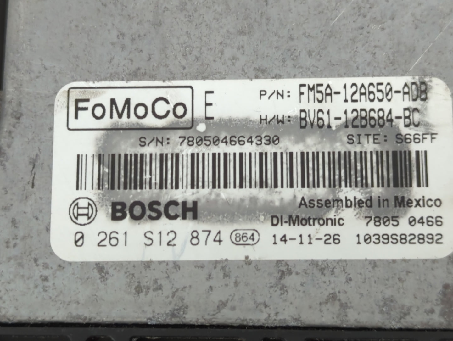 2013-2018 Ford Focus PCM Engine Control Computer ECU ECM PCU OEM P/N:FM5A-12A650-ADB 0 261 S12 874 Fits OEM Used Auto Parts 