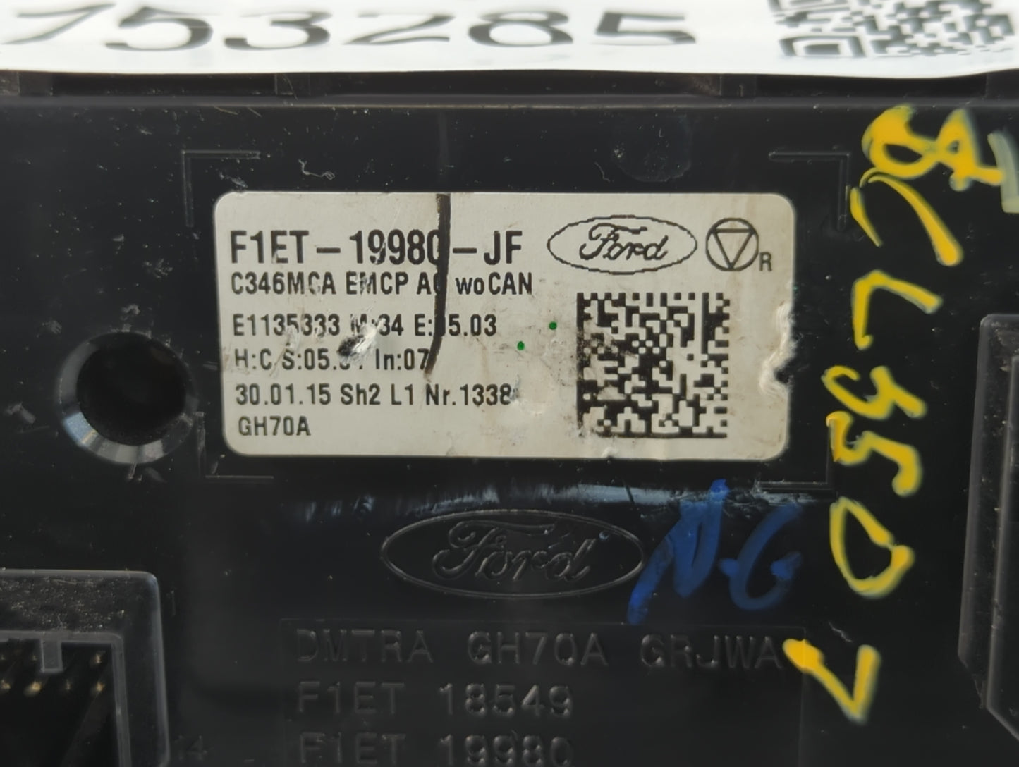 2015-2018 Ford Focus Climate Control Module Temperature AC/Heater Replacement P/N:F1ET-19980-JF Fits Fits 2015 2016 2017 201