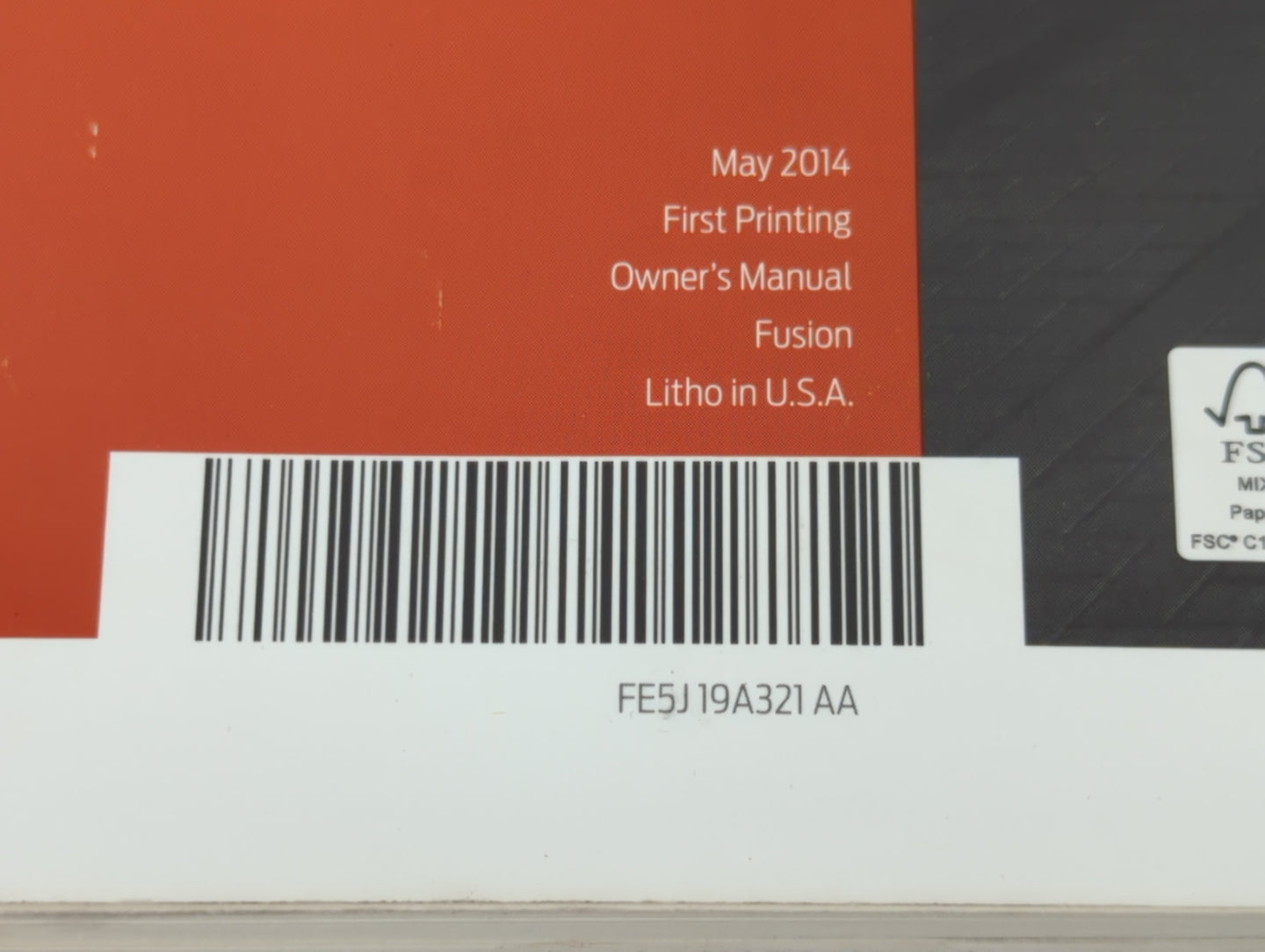 2015 Ford Fusion Owners Manual Book Guide P/N:FE5J 19A321 AA OEM Used Auto Parts - Oemusedautoparts1.com