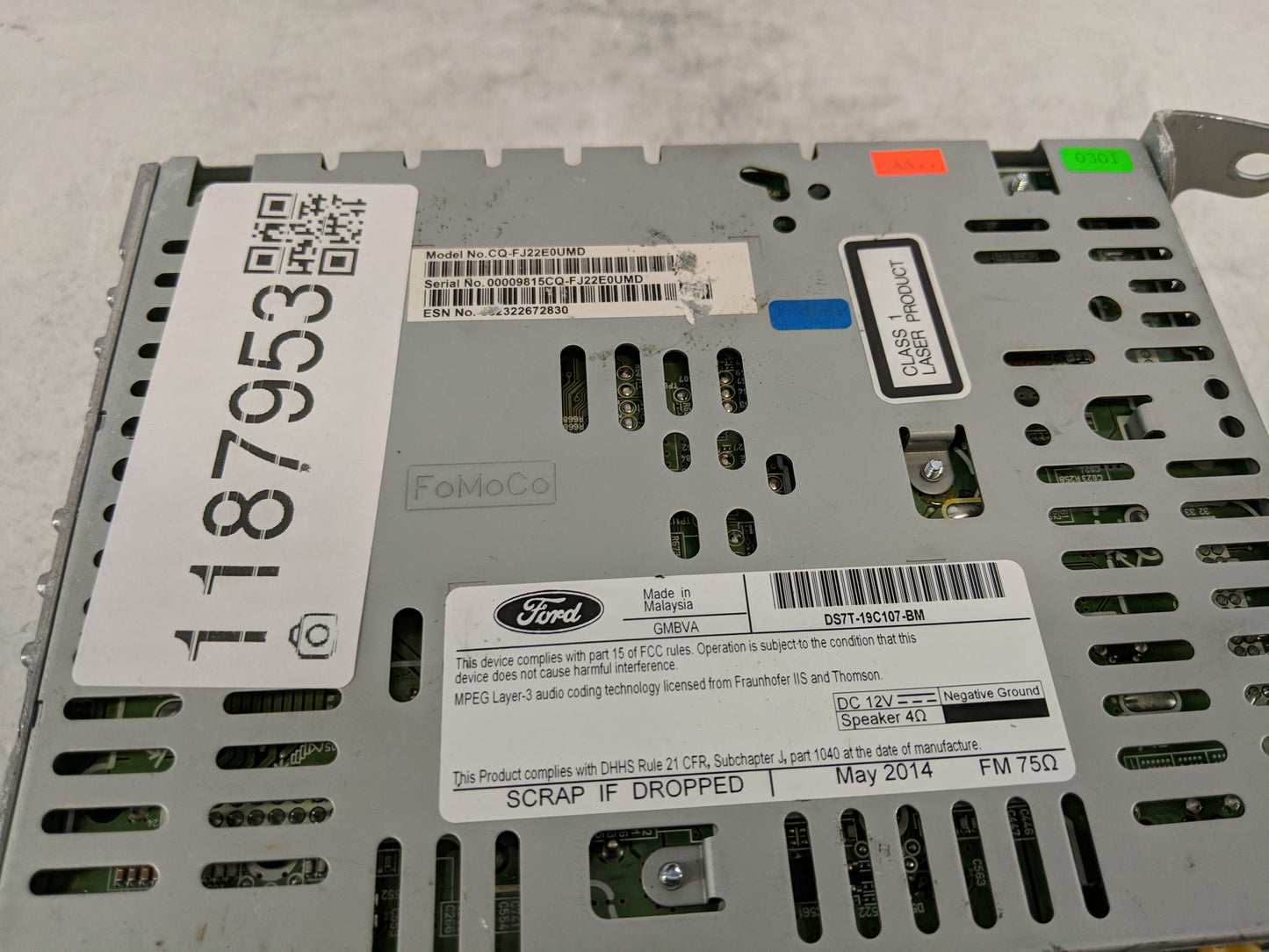 2013-2015 Ford Fusion Radio AM FM Cd Player Receiver Replacement P/N:DS7T-19C107-BM Fits Fits 2013 2014 2015 OEM Used Auto P