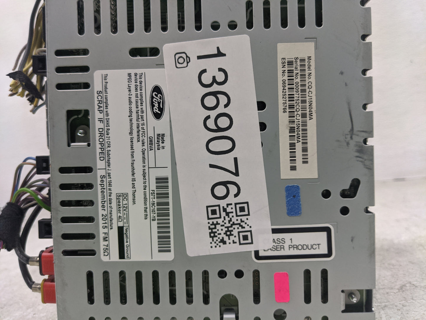 2016 Ford Fusion Radio AM FM Cd Player Receiver Replacement P/N:FS7T-19C107-YB Fits OEM Used Auto Parts - Oemusedautoparts1.