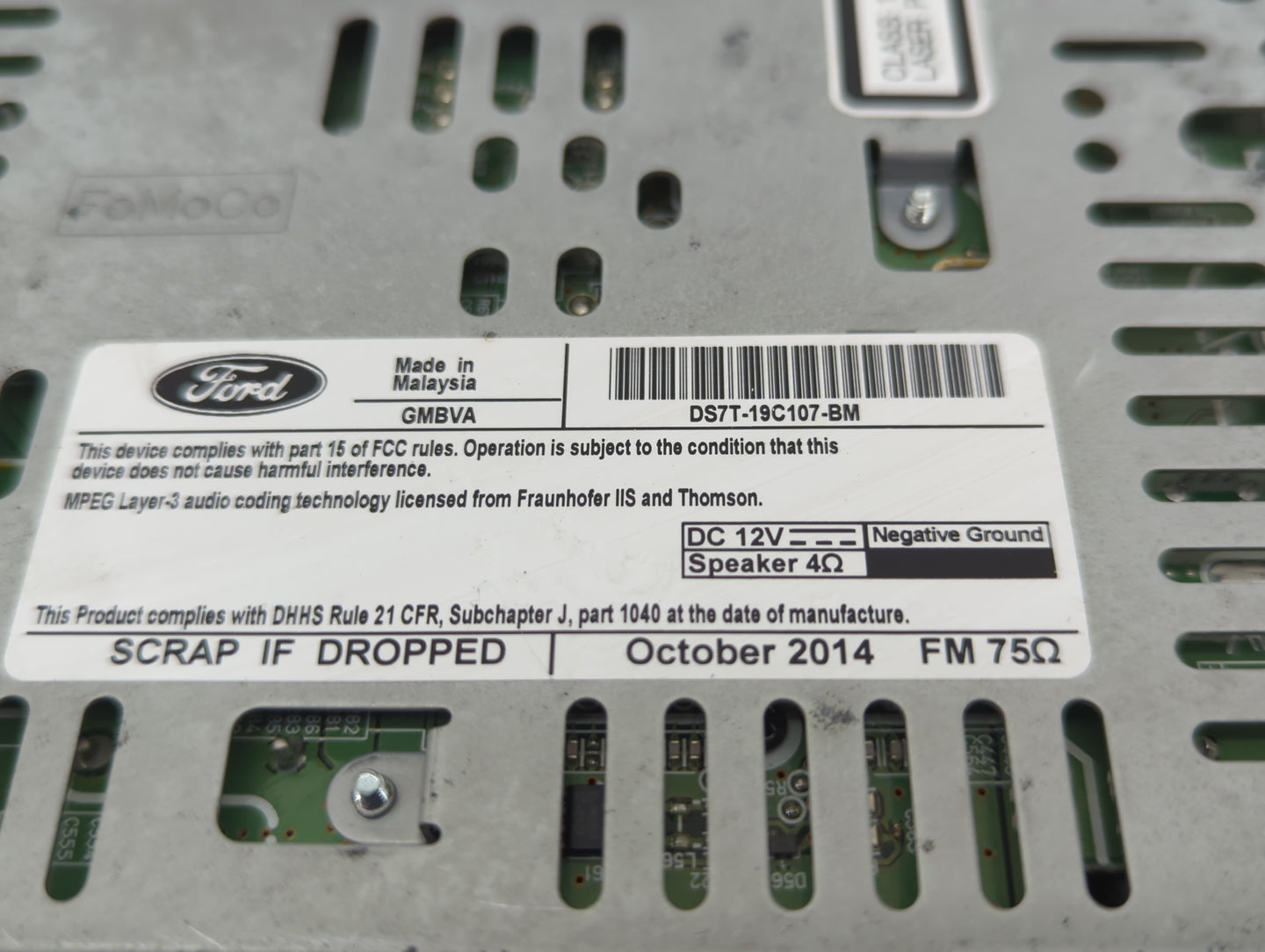 2014-2015 Ford Fusion Radio AM FM Cd Player Receiver Replacement P/N:DS7T-19C107-BM Fits Fits 2014 2015 OEM Used Auto Parts 
