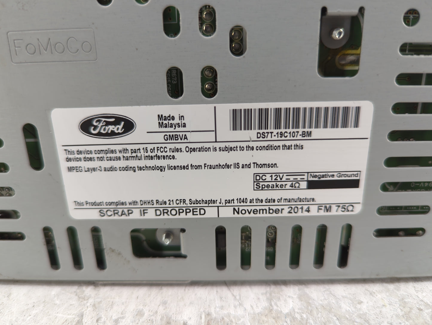2014-2015 Ford Fusion Radio AM FM Cd Player Receiver Replacement P/N:DS7T-19C107-BM Fits Fits 2014 2015 OEM Used Auto Parts 