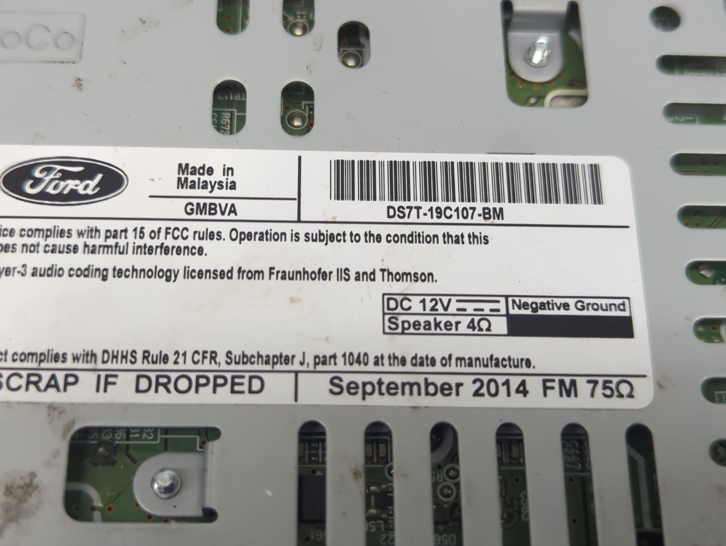 2013-2015 Ford Fusion Radio AM FM Cd Player Receiver Replacement P/N:DS7T-19C107-BM Fits Fits 2013 2014 2015 OEM Used Auto P