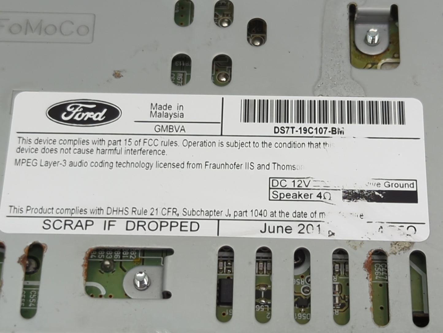 2015 Ford Fusion Radio AM FM Cd Player Receiver Replacement P/N:DS7T-19C107-BM DS7T-19C107-B, CQ-FJ22EEUM0 Fits OEM Used Aut