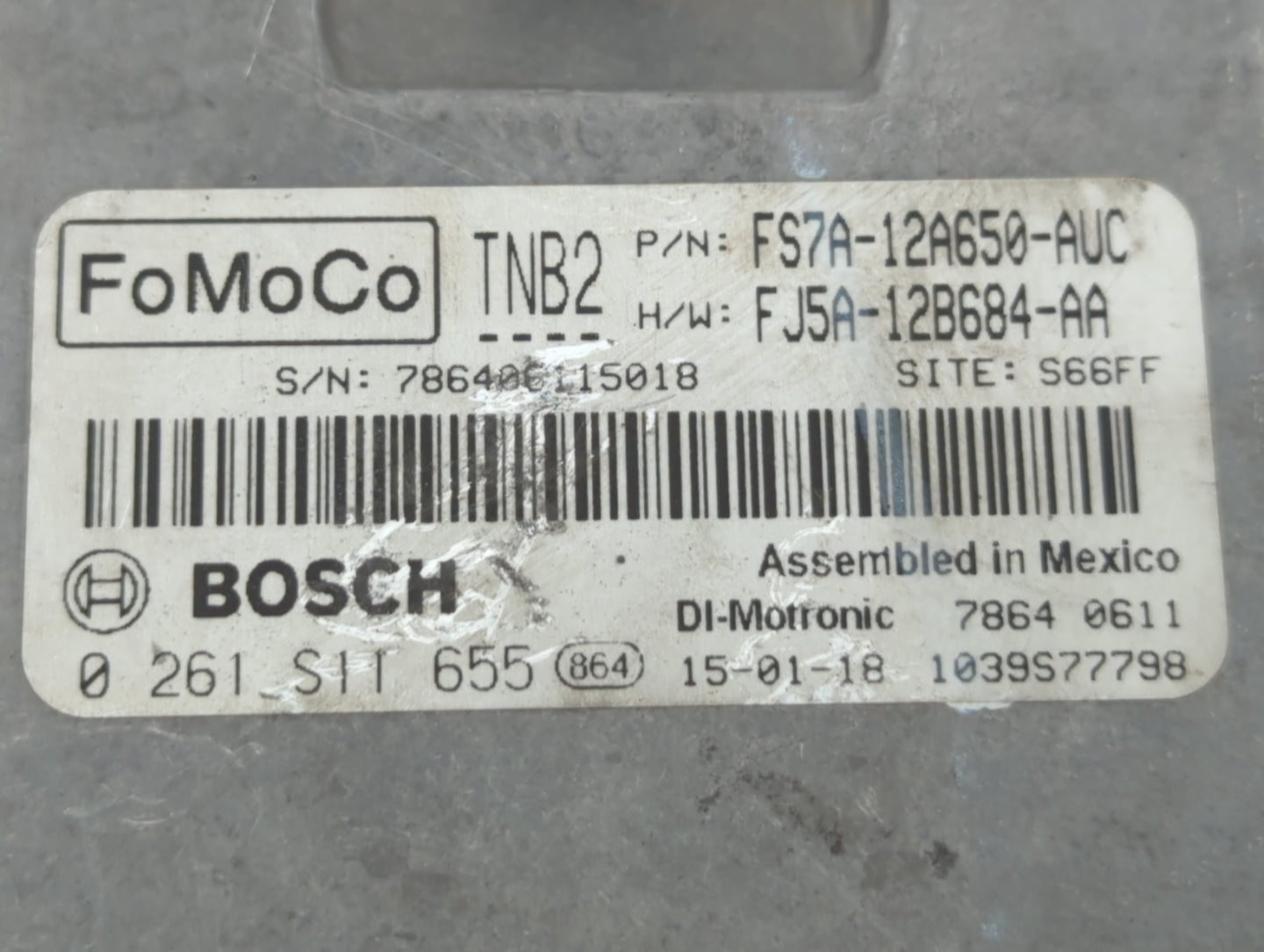 2015 Ford Fusion PCM Engine Control Computer ECU ECM PCU OEM P/N:FJ5A-12B684-AA FS7A-12A650-AUC Fits OEM Used Auto Parts - O