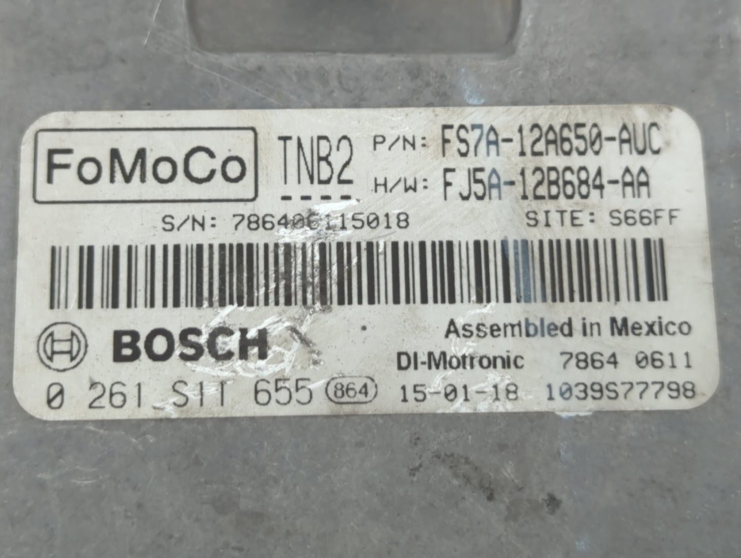 2015 Ford Fusion PCM Engine Control Computer ECU ECM PCU OEM P/N:FJ5A-12B684-AA FS7A-12A650-AUC Fits OEM Used Auto Parts - O