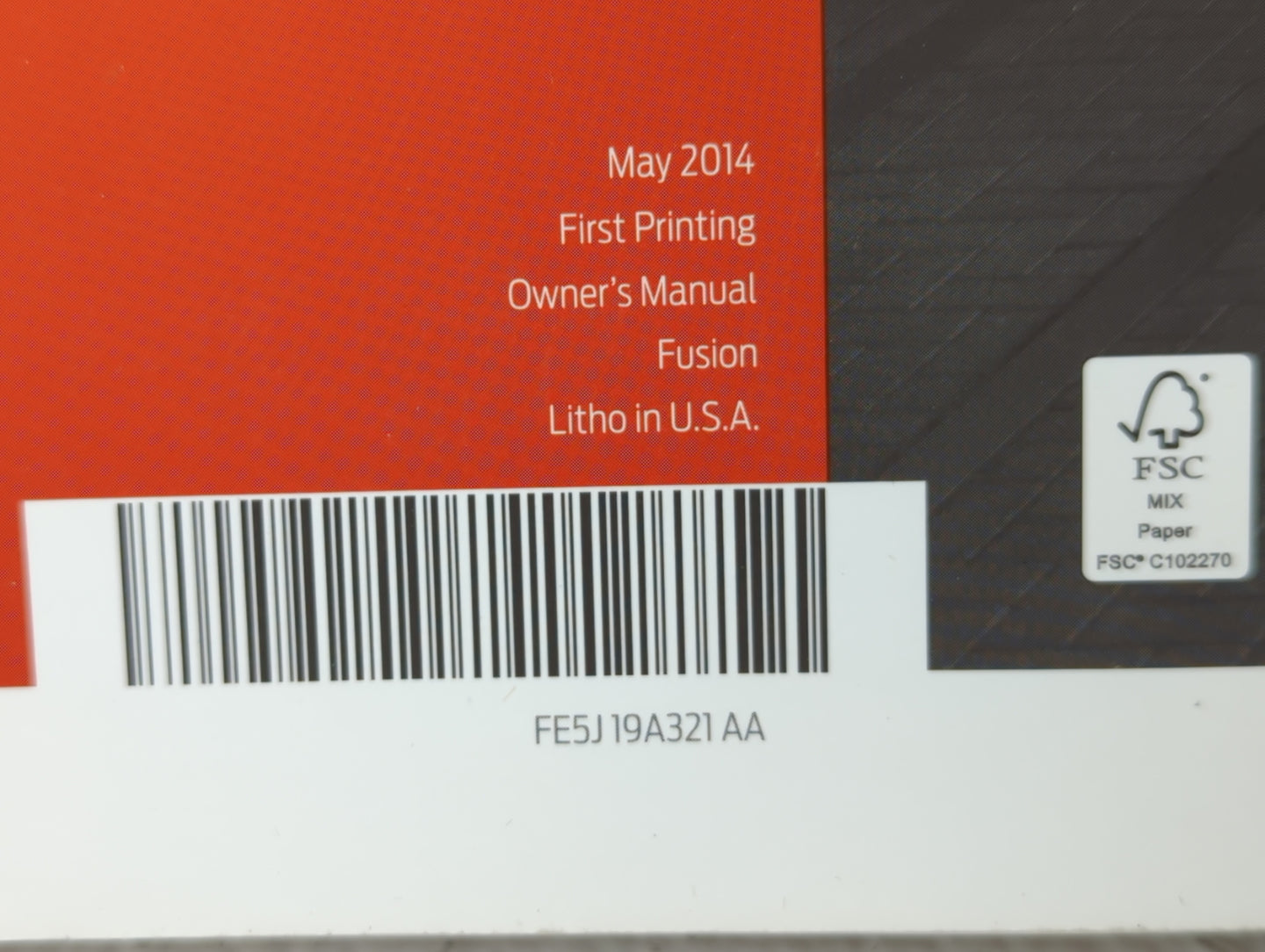 2015 Ford Fusion Owners Manual Book Guide P/N:FE5J 19A321AA OEM Used Auto Parts - Oemusedautoparts1.com