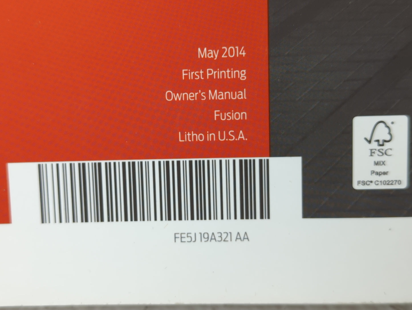 2015 Ford Fusion Owners Manual Book Guide P/N:FE5J 19A321AA OEM Used Auto Parts - Oemusedautoparts1.com