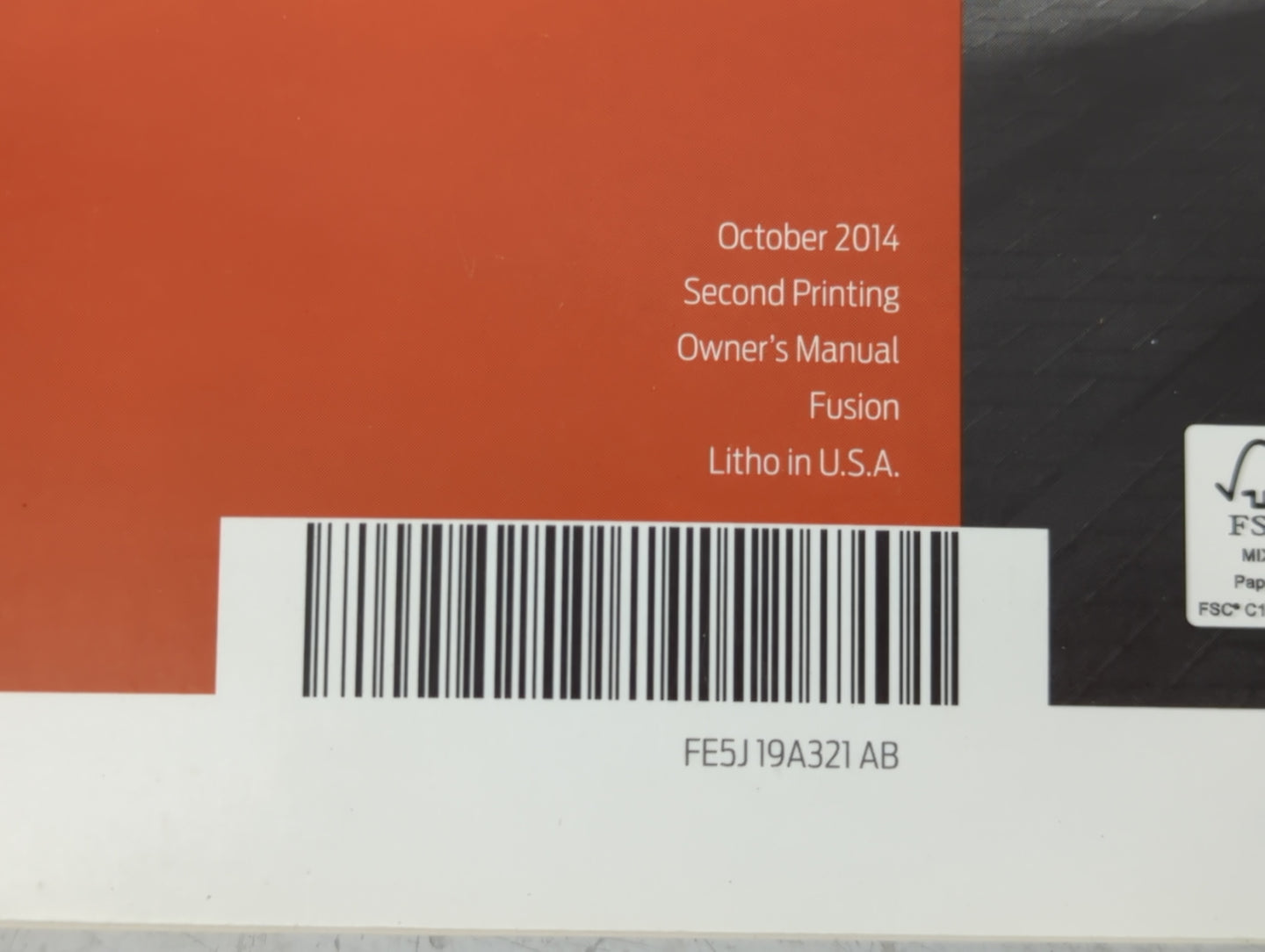 2015 Ford Fusion Owners Manual Book Guide P/N:FE5J 19A321 AB OEM Used Auto Parts - Oemusedautoparts1.com