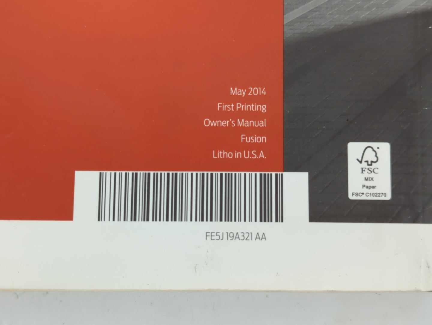 2015 Ford Fusion Owners Manual Book Guide P/N:FE5J 19A321 AA OEM Used Auto Parts - Oemusedautoparts1.com
