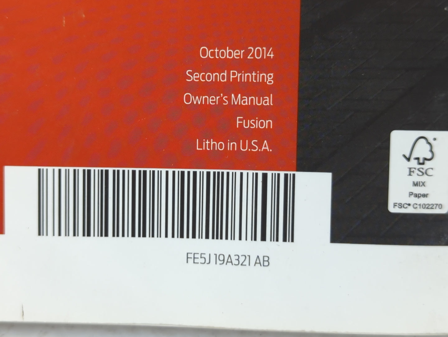 2015 Ford Fusion Owners Manual Book Guide P/N:FE5J 19A321 AB OEM Used Auto Parts - Oemusedautoparts1.com