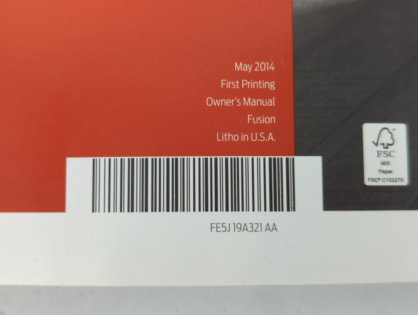 2015 Ford Fusion Owners Manual Book Guide P/N:FE5J19A321 AA OEM Used Auto Parts - Oemusedautoparts1.com