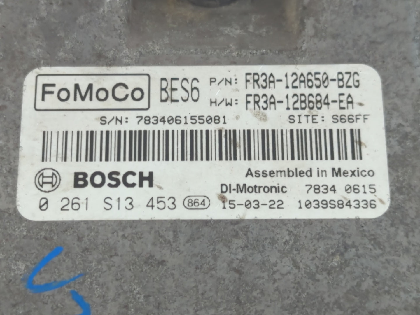 2015 Ford Mustang PCM Engine Control Computer ECU ECM PCU OEM P/N:FR3A-12A650-BZG Fits OEM Used Auto Parts - Oemusedautopart