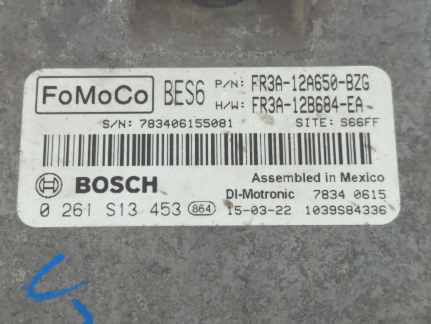 2015 Ford Mustang PCM Engine Control Computer ECU ECM PCU OEM P/N:FR3A-12A650-BZG Fits OEM Used Auto Parts - Oemusedautopart