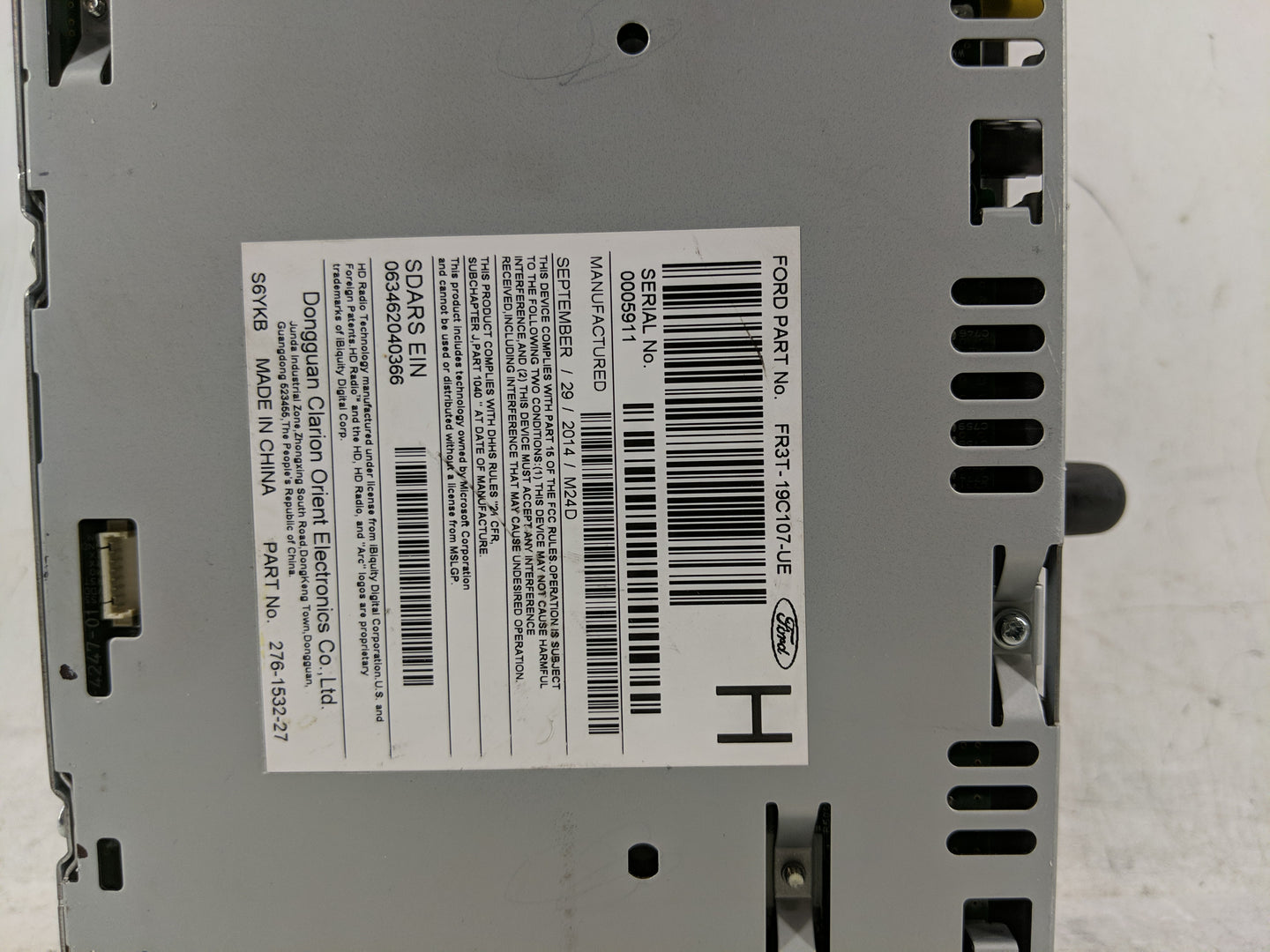 2015 Ford Mustang Radio AM FM Cd Player Receiver Replacement P/N:FR3T-19C107-UE Fits OEM Used Auto Parts - Oemusedautoparts1