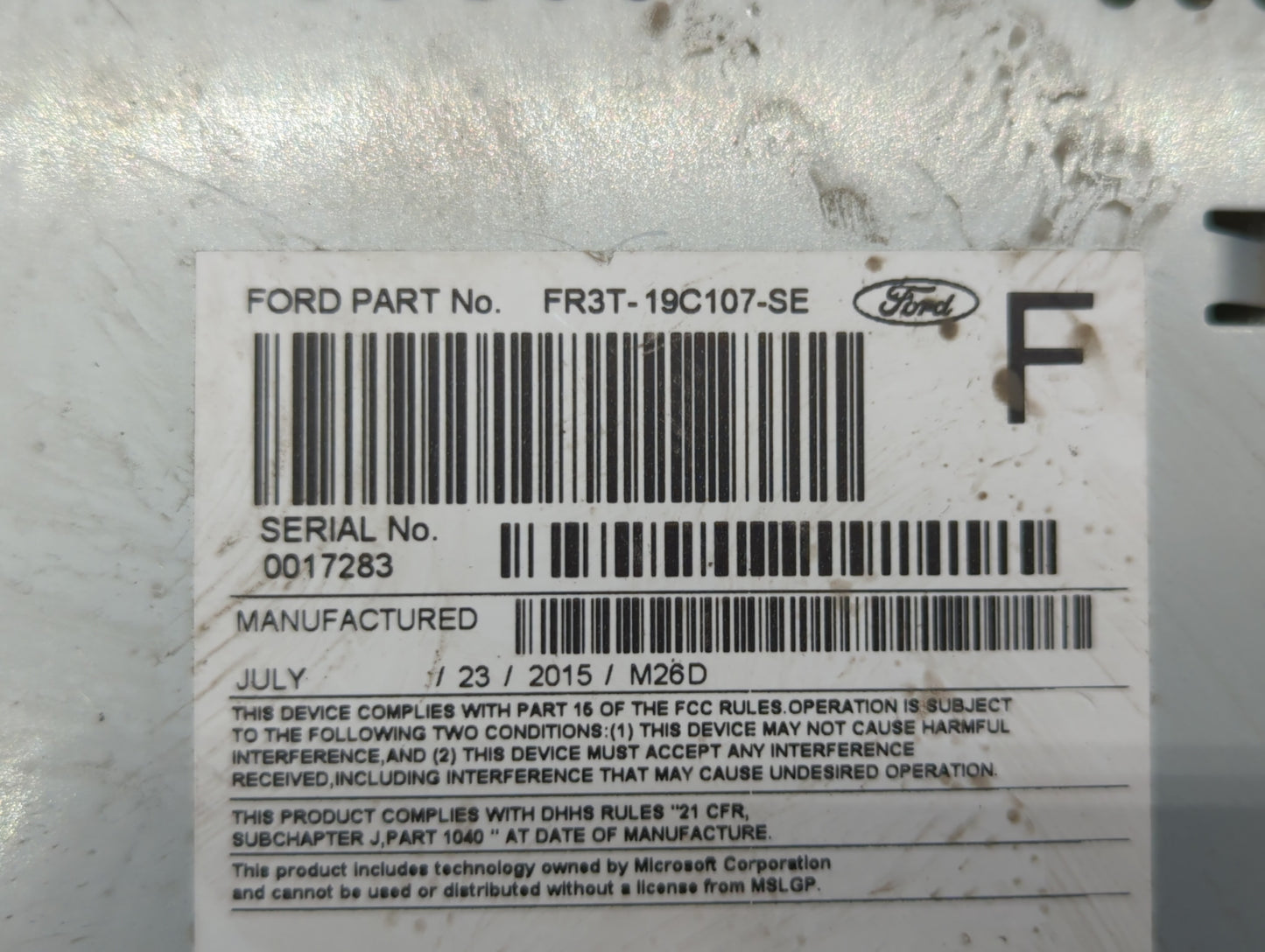 2015-2016 Ford Mustang Am Fm Cd Player Radio Receiver - Oemusedautoparts1.com