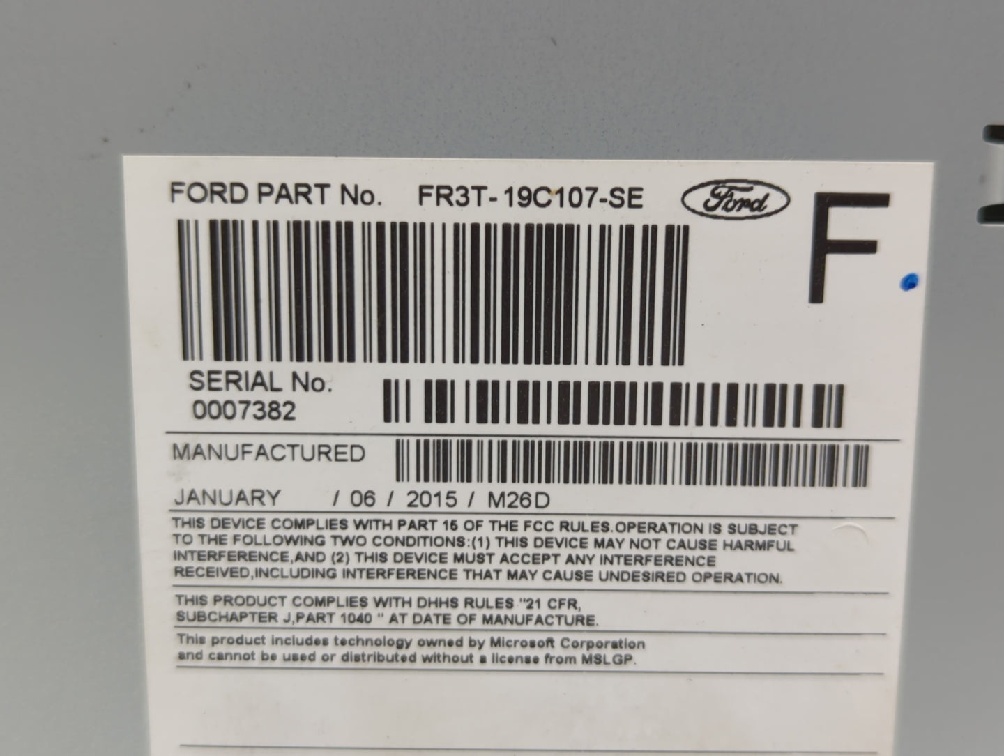 2015-2016 Ford Mustang Am Fm Cd Player Radio Receiver - Oemusedautoparts1.com