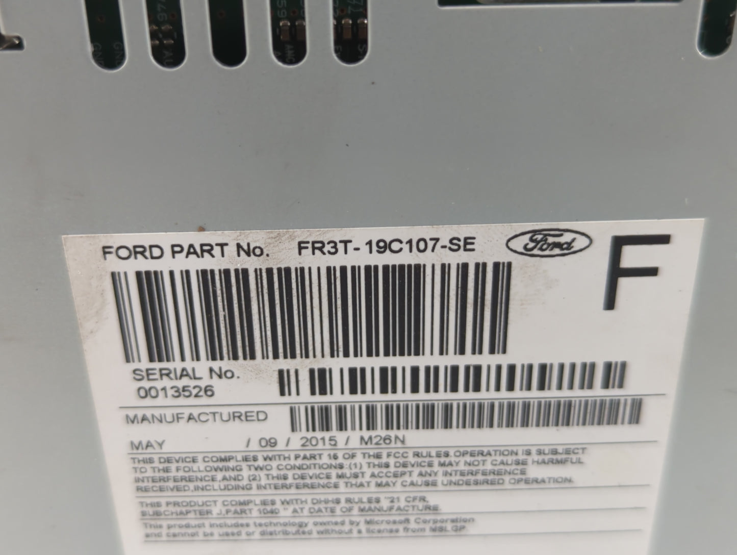2015-2016 Ford Mustang Radio AM FM Cd Player Receiver Replacement P/N:FR3T-19C107-SE Fits Fits 2015 2016 OEM Used Auto Parts