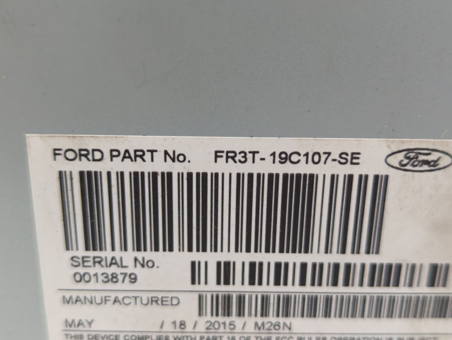 2015-2016 Ford Mustang Radio AM FM Cd Player Receiver Replacement P/N:FR3T-19C107-SE Fits Fits 2015 2016 OEM Used Auto Parts