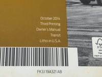 2015 Ford Transit Owners Manual Book Guide P/N:FK3J19A321AB OEM Used Auto Parts - Oemusedautoparts1.com