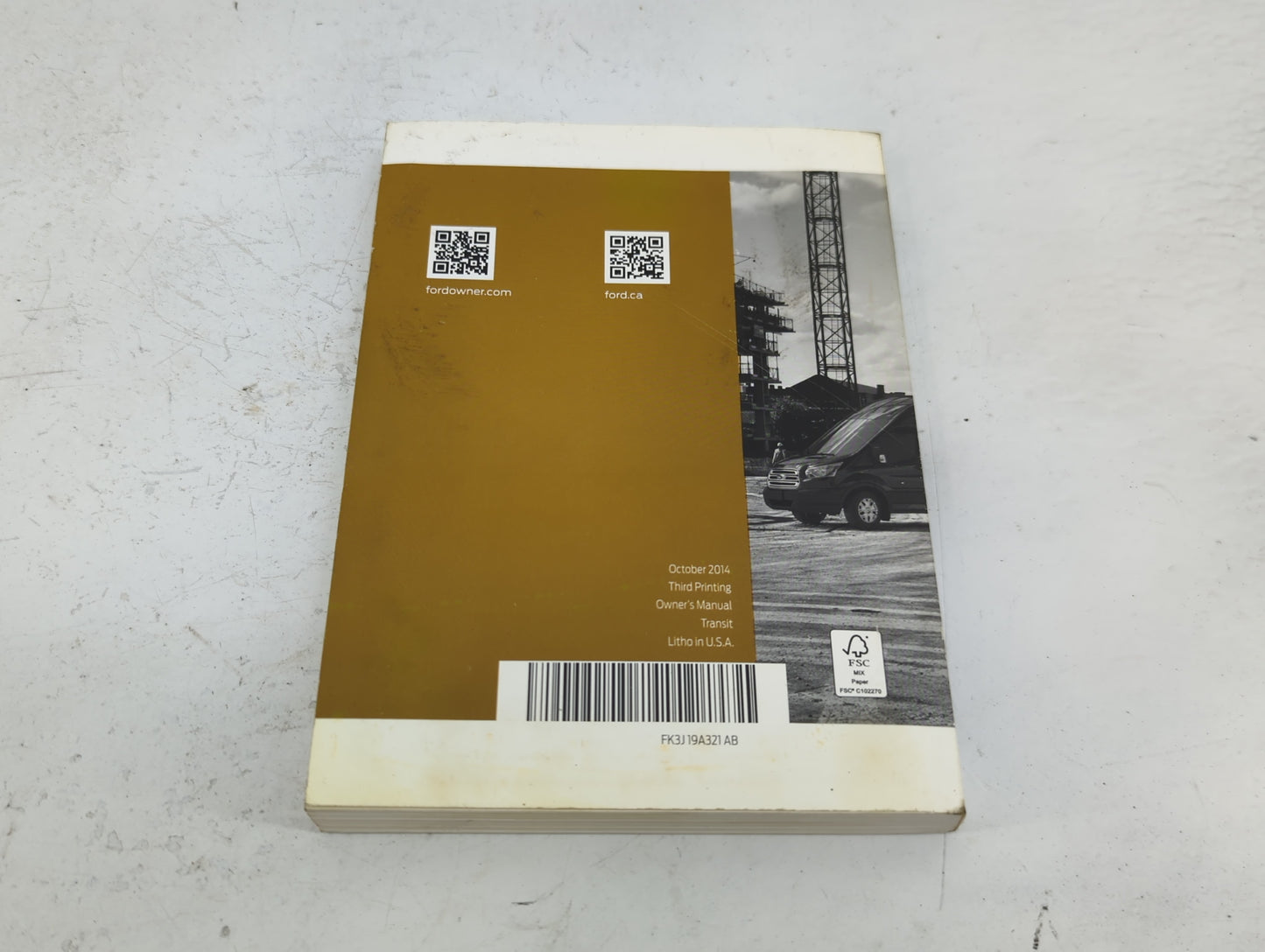 2015 Ford Transit Owners Manual Book Guide P/N:FK3J19A321AB OEM Used Auto Parts - Oemusedautoparts1.com