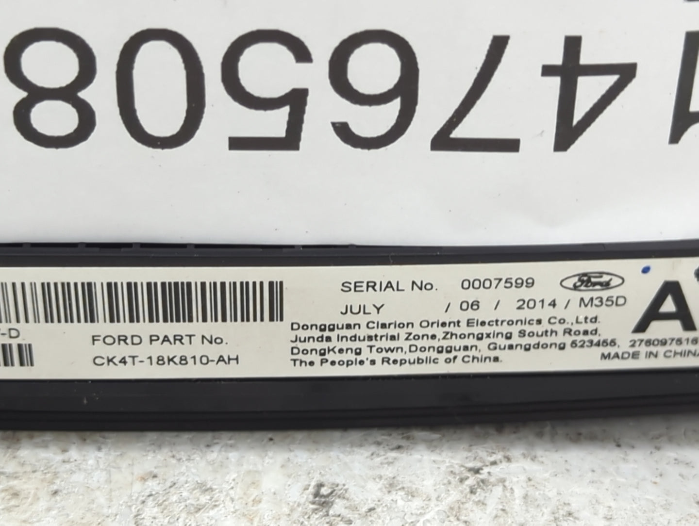 2015 Ford Transit 150 Radio AM FM Cd Player Receiver Replacement P/N:CK4T-18K810-AH Fits OEM Used Auto Parts - Oemusedautopa