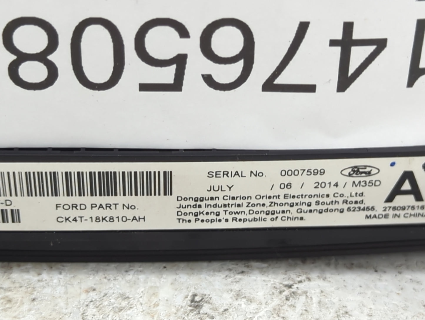 2015 Ford Transit 150 Radio AM FM Cd Player Receiver Replacement P/N:CK4T-18K810-AH Fits OEM Used Auto Parts - Oemusedautopa