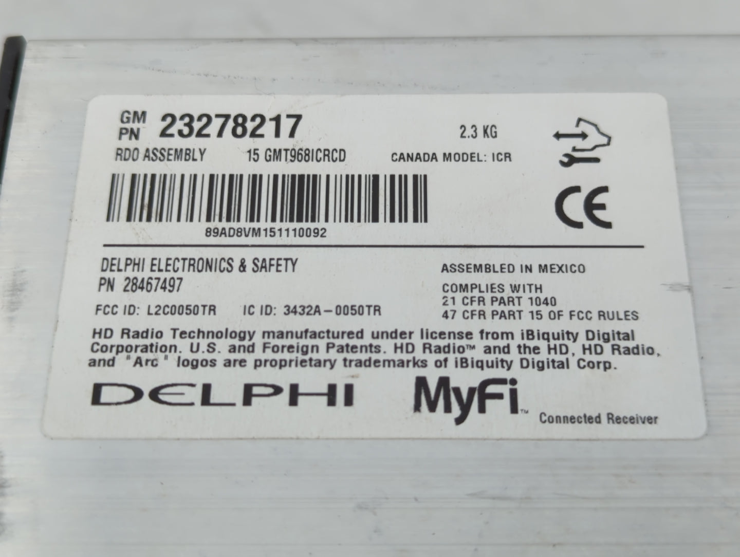 2015-2016 Gmc Acadia Radio AM FM Cd Player Receiver Replacement P/N:23278217 Fits Fits 2015 2016 OEM Used Auto Parts - Oemus