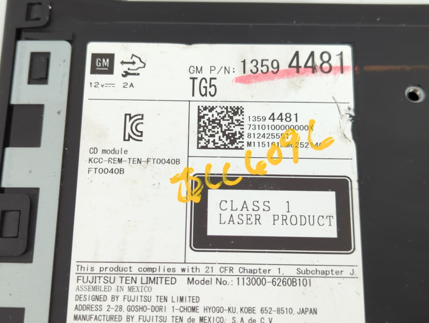 2015 Gmc Sierra 1500 Radio AM FM Cd Player Receiver Replacement P/N:13594481 Fits Fits 2016 OEM Used Auto Parts - Oemusedaut