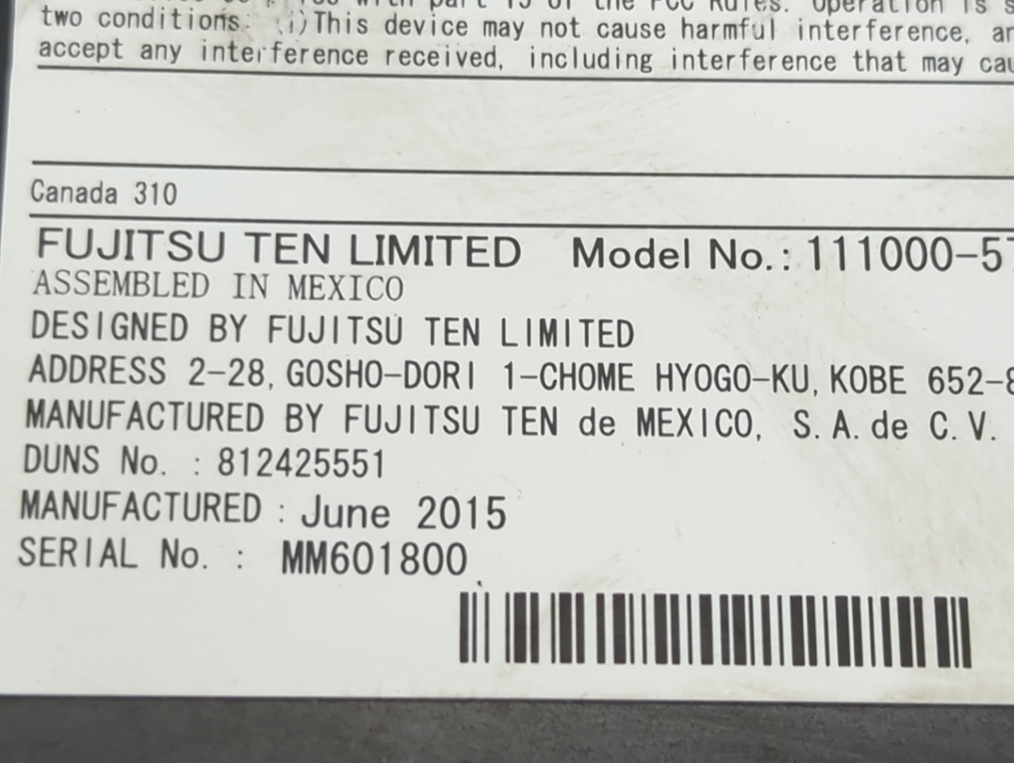 2015 Gmc Sierra 1500 Denali Radio AM FM Cd Player Receiver Replacement P/N:13506455 111000-5711A101 Fits Fits 2016 OEM Used 