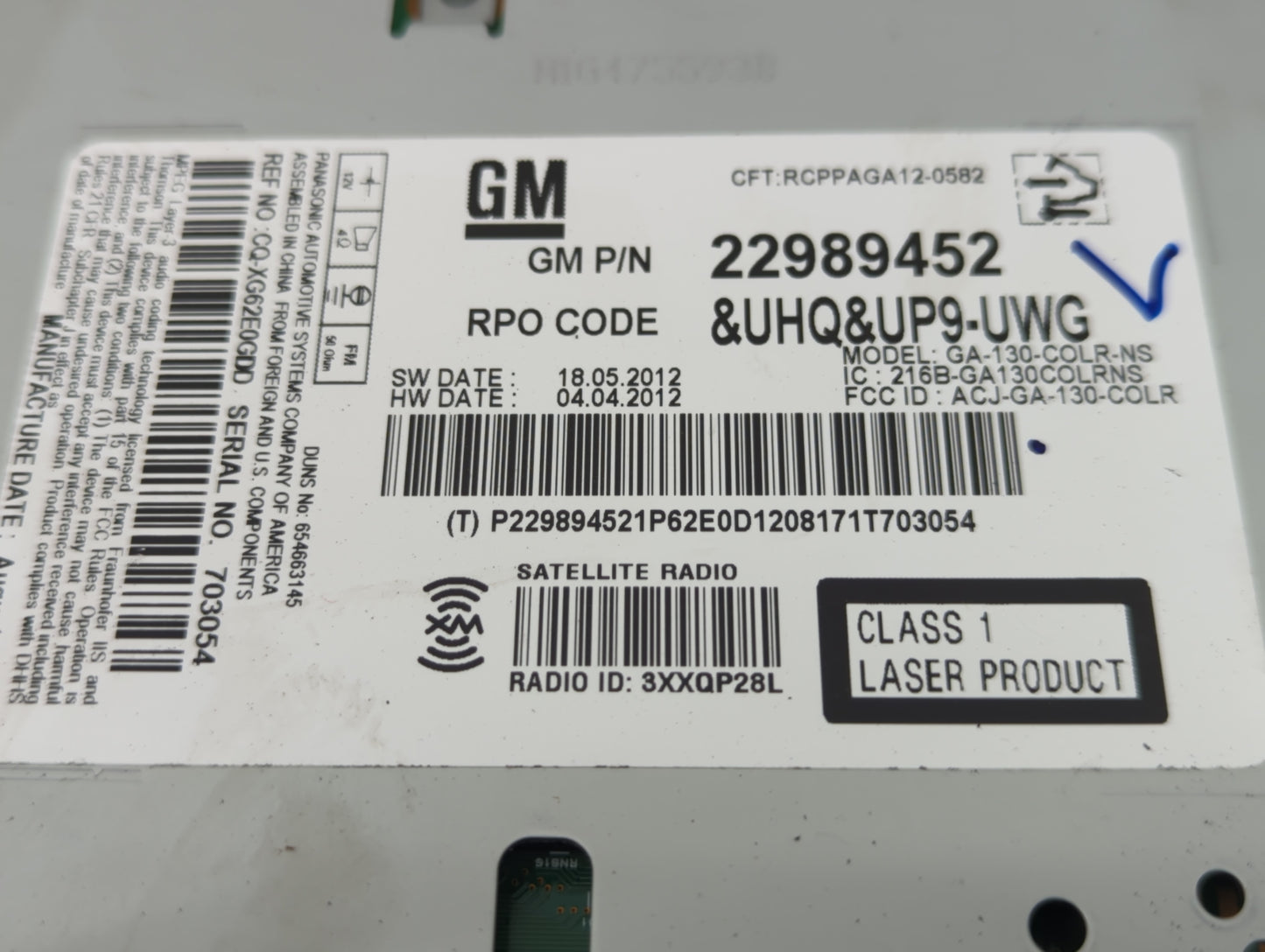 2012-2015 Gmc Terrain Radio AM FM Cd Player Receiver Replacement P/N:22989452 Fits Fits 2012 2013 2014 2015 OEM Used Auto Pa