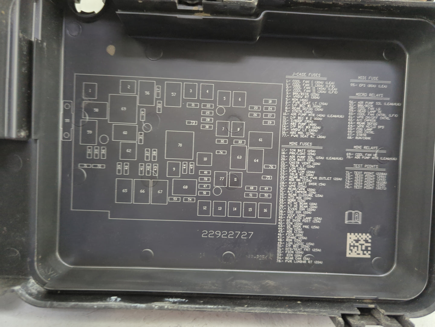 2013-2016 Gmc Terrain Fusebox Fuse Box Panel Relay Module P/N:22922727 Fits Fits 2013 2014 2015 2016 OEM Used Auto Parts - O